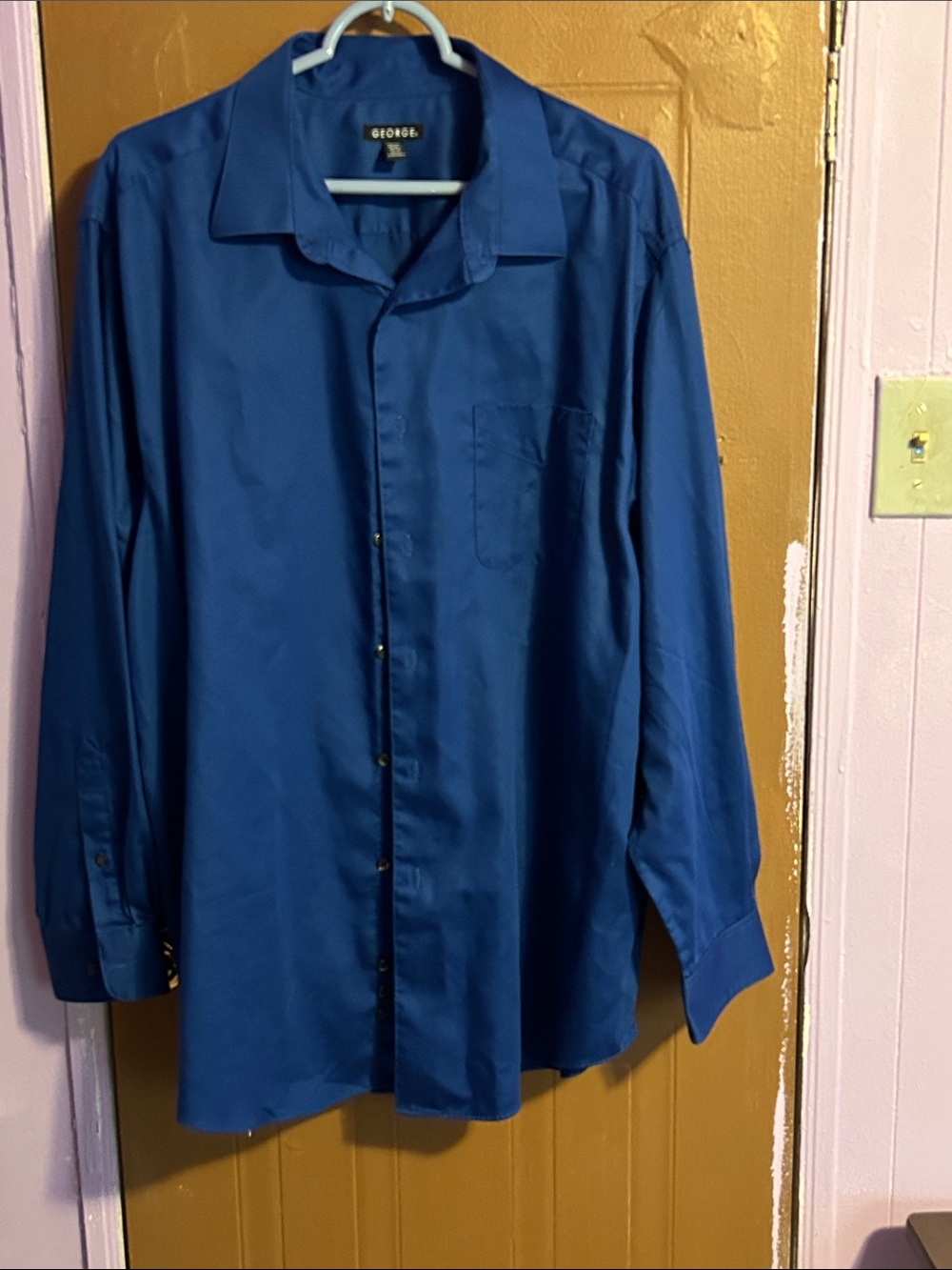 George Men's Dark Blue Long-Sleeve Dress Shirt